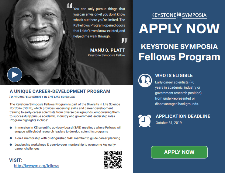 Keystone Symposia Fellows Program – Applications due Oct 31st