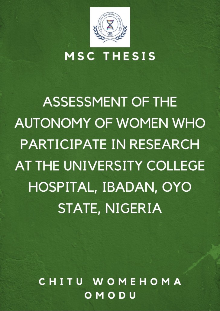 Assessment of The Autonomy of Women Who Participate in Research at the University College Hospital, Ibadan, Oyo State, Nigeria