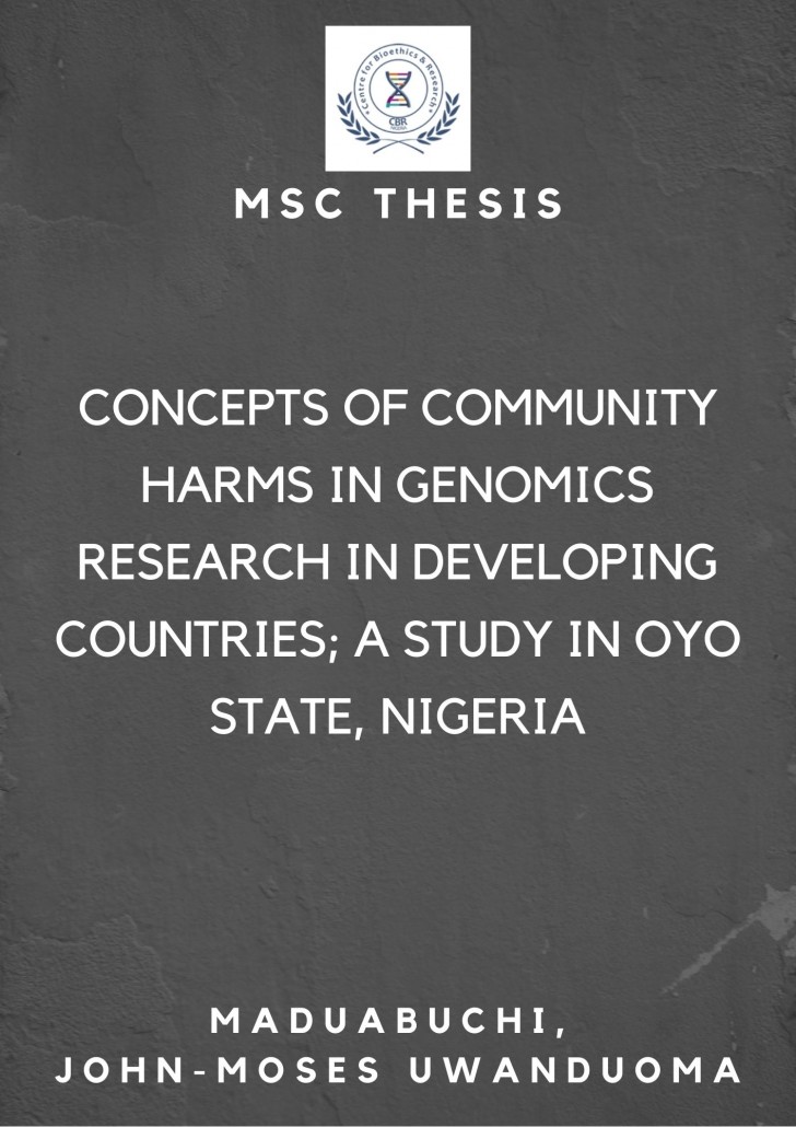 Concepts of Community Harms in Genomics Research in Developing Countries: A Study in Oyo State, Nigeria